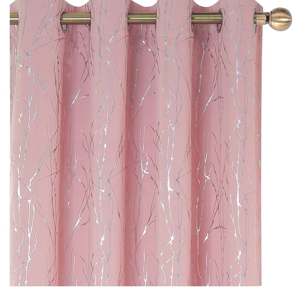95”Lx35”w NWT blush / metallic silver Modern drapes. Gorgeous 4 panels